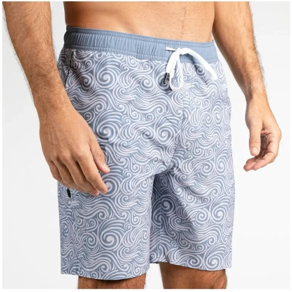 BYLT Basics Men’s Coastal Boardshort 2.0 Hybrid All Over Wave Print Black and Sa